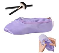Borsa per il trucco da balletto, simpatica borsa da scarpa da balletto con bowknot, trucco da danza con cerniera, scarpa da punta appesa portatile con gancio per femminile amanti da ballo, viola