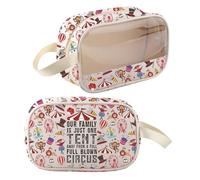 Borsa per il trucco da circo Regali Circus Monkey Gifts Our Family is Just One Tent Away from a Full Blown Circus Zipper Pouch