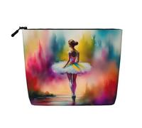 Borsa per il trucco da danza classica a forma di ballerina colorata - Borsa da viaggio in canapa sintetica, organizer per articoli da toeletta, portamonete con cerniera
