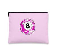 Borsa per il trucco da discoteca, borsa da viaggio per cosmetici, con palline glitterate, piccola borsa portatile in tela con cerniera, regalo per festival, accessori per la cura della pelle, Pesca