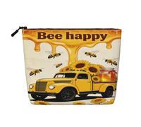Borsa per il trucco da donna Bee Happy Sunflower Truck, borsa da viaggio portatile con cerniera e organizer.