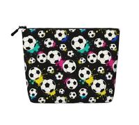 Borsa per il trucco da donna Colorful Splash Soccer, portatile, da viaggio, con cerniera, organizer.