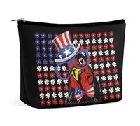 Borsa per il trucco da donna con bandiera americana e pollo patriottico Merica USA, astuccio da viaggio per articoli da toilette, borse per riporre oggetti in bagno.