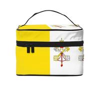 Borsa per il trucco da donna con bandiera del Vaticano, grande capacità, borsa da viaggio portatile per trucchi (22,9 x 16,5 x 15,7 cm) borsa per trucco per ragazze grande borsa per il trucco