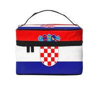 Borsa per il trucco da donna con bandiera della Repubblica di Croazia, borsa per il trucco portatile da viaggio (22,9 x 16,5 x 15,7 cm) borsa per trucco da ragazza grande borsa per il trucco