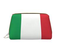 Borsa per il trucco da donna, con bandiera italiana, grande capacità, borsa da viaggio in pelle PU con cerniera, organizer portatile e ampio, bianco, taglia unica