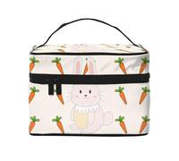 Borsa per il trucco da donna con coniglio sorridente, grande capacità, borsa da viaggio portatile (22,9 x 16,5 x 15,7 cm) borsa per trucchi grande per ragazze