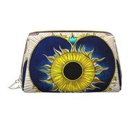 Borsa per il trucco da donna con cuore in stile cartone animato, grande capacità, borsa per cosmetici da viaggio, in pelle PU, con cerniera, organizer portatile e aperto