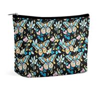 Borsa per il trucco da donna con falene e fiori colorati, astuccio cosmetico da viaggio, pochette da toilette, borse per riporre oggetti in bagno.
