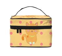 Borsa per il trucco da donna con gattino simpatico cartone animato, grande borsa per il trucco da viaggio portatile (22,9 x 16,5 x 15,7 cm) borsa per trucco per ragazze grande borsa per il trucco