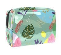 Borsa per il trucco da donna con gigli gialli bianchi e foglie verdi nere borsa da viaggio portatile organizer per articoli da toeletta Beauty Bag per donne, Multicolore 06, 18.5x7.5x13cm/7.3x3x5.1in,