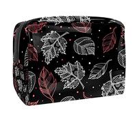 Borsa per il trucco da donna con gigli gialli bianchi e foglie verdi nere borsa da viaggio portatile organizer per articoli da toeletta Beauty Bag per donne, Multicolore 08, 18.5x7.5x13cm/7.3x3x5.1in,