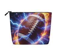 Borsa per il trucco da donna con motivo fulmini e fiamme, portatile, ideale per i viaggi, con cerniera e organizer.