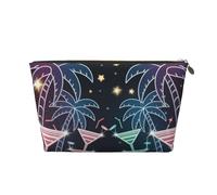 Borsa per il trucco da donna con stampa a forma di bicchiere di vino di cocco e spettacolo di luci, grande capacità, borsa da viaggio per il trucco, borsa da toilette impermeabile in pelle, borsa da b