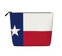 Borsa per il trucco da donna, con stampa bandiera del Texas, borsa per cosmetici portatile, borsa da toeletta, capiente organizer da viaggio per trucchi, Nero , Taglia unica