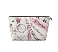 Borsa per il trucco da donna con stampa cane e Paris Towe, borsa da viaggio in pelle impermeabile per articoli da toeletta, Oro, Taglia unica, Beauty case