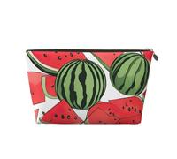 Borsa per il trucco da donna con stampa di anguria rossa borsa da viaggio in pelle impermeabile per articoli da toeletta borsa cosmetica, Oro, Taglia unica, Beauty case