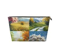 Borsa per il trucco da donna con stampa Four Seasons Scenery, grande capacità, borsa da viaggio per il trucco, borsa da toilette impermeabile in pelle, borsa da barba
