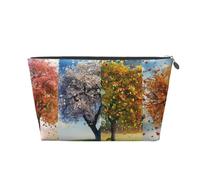 Borsa per il trucco da donna con stampa Four Seasons Scenery, grande capacità, borsa da viaggio per il trucco, borsa da toilette impermeabile in pelle, borsa da barba