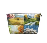Borsa per il trucco da donna con stampa Four Seasons Scenery, grande capacità, borsa da viaggio per il trucco, borsa da toilette impermeabile in pelle, borsa da barba
