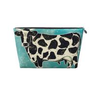 Borsa per il trucco da donna Dairy Cattle Stampa Borsa per il trucco da viaggio di grande capacità, Borsa per la rasatura impermeabile in pelle Borsa per articoli da toeletta