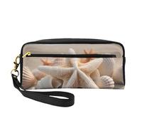 Borsa per il trucco da donna, elegante, con stampa di conchiglie e stelle marine, borsa da viaggio per articoli da toeletta per scuola e ufficio