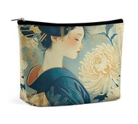 Borsa per il trucco da donna giapponese con motivo a crisantemo e kimono, organizer da viaggio per articoli da toilette, pochette cosmetica per donna, regalo di compleanno per mamma, ragazze, donne e