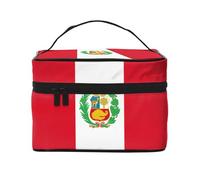 Borsa per il trucco da donna, grande capacità, con bandiera del Perù, borsa da viaggio portatile (22,9 x 16,5 x 15,7 cm) borsa per il trucco per ragazze
