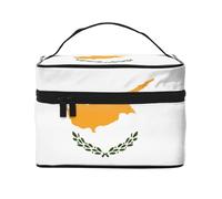 Borsa per il trucco da donna, grande capacità, con bandiera di Cipro, borsa da viaggio portatile (22,9 x 16,5 x 15,7 cm) borsa per trucco per ragazze
