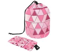 Borsa per il trucco da donna impermeabile con coulisse sicura, perfetta per viaggi e uso domestico, triangolo rosa geometrico, Multicolore, 9.9x6.9in/25.2x17.6cm;6x3.5in/15.2x8.8cm