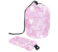 Borsa per il trucco da donna, impermeabile, spaziosa e chic per organizzare prodotti di bellezza, triangolo rosa geometrico, Multicolore, 9.9x6.9in/25.2x17.6cm;6x3.5in/15.2x8.8cm