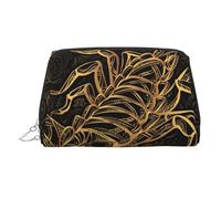 Borsa per il trucco da donna in pelle con stampa mimetica verde, portatile, borsa da viaggio per cosmetici, organizer con cerniera argentata, Scorpione d'oro, One Size, Astuccio per trucchi