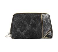 Borsa per il trucco da donna in pelle per borsa alla moda sacchetto cosmetico durevole portatile da viaggio borsa da toilette da donna ragazze carino borse da bagno/pesca pescatori lago, Marmo Nero