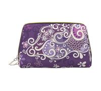 Borsa per il trucco da donna in pelle per borsa alla moda sacchetto cosmetico durevole portatile da viaggio borsa da toilette da donna ragazze carino borse per lavaggio/Buon Natale, Farfalle viola.,