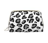 Borsa per il trucco da donna in pelle per borsa alla moda sacchetto cosmetico durevole portatile da viaggio borsa da toilette da donna ragazze carino borse per lavaggio/leopardo bianco e nero,