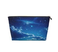 Borsa per il trucco da donna in pelle resistente all'acqua con stampa di luna e luna blu galassia borsa da viaggio per articoli da toeletta borsa cosmetica, Oro, Taglia unica, Beauty case