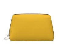 Borsa per il trucco da donna in tinta unita, color oro, grande capacità, borsa cosmetica da viaggio, in pelle PU, con cerniera, organizer portatile e ampio, bianco, taglia unica