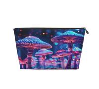 Borsa per il trucco da donna Mushroom Garden Stampa Borsa per il trucco da viaggio di grande capacità, Borsa per la rasatura da toeletta impermeabile in pelle