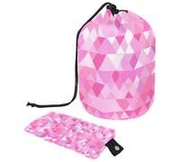 Borsa per il trucco da donna, resistente, impermeabile, design chic con ampio spazio di archiviazione, triangolo rosa geometrico, Multicolore, 9.9x6.9in/25.2x17.6cm;6x3.5in/15.2x8.8cm