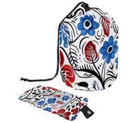 Borsa per il trucco da donna, resistente, impermeabile, design elegante con pratiche soluzioni di archiviazione, bellissimi fiori, Multicolore, 9.9x6.9in/25.2x17.6cm;6x3.5in/15.2x8.8cm