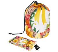 Borsa per il trucco da donna, resistente, impermeabile, design elegante con pratiche soluzioni di stoccaggio, ghirlanda gialla di buona Pasqua, Multicolore, 9.9x6.9in/25.2x17.6cm;6x3.5in/15.2x8.8cm