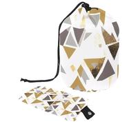 Borsa per il trucco da donna, resistente, impermeabile, design elegante con pratiche soluzioni di stoccaggio, triangolo dorato argento geometrico, Multicolore, 9.9x6.9in/25.2x17.6cm;6x3.5in/15.2x8.8cm