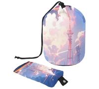Borsa per il trucco da donna, resistente, impermeabile, design elegante con pratiche soluzioni di stoccaggio, motivo aereo, Multicolore, 9.9x6.9in/25.2x17.6cm;6x3.5in/15.2x8.8cm