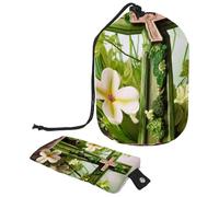 Borsa per il trucco da donna, resistente, impermeabile, design elegante con pratiche soluzioni di stoccaggio, croce verde pasquale, Multicolore, 9.9x6.9in/25.2x17.6cm;6x3.5in/15.2x8.8cm