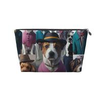 Borsa per il trucco da donna The Dog In The Hat Stampa Borsa per il trucco da viaggio di grande capacità, Borsa per la rasatura da toeletta impermeabile in pelle