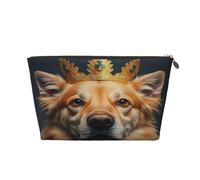 Borsa per il trucco da donna The Dog With The Crown Stampa Borsa per il trucco da viaggio di grande capacità, Borsa per la rasatura da toeletta impermeabile in pelle