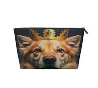 Borsa per il trucco da donna The Dog With The Crown Stampa Borsa per il trucco da viaggio di grande capacità, Borsa per la rasatura da toeletta impermeabile in pelle