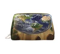 Borsa per il trucco da donna Toiletrie Showe Brush Cura della pelle Organizer da viaggio Borsa Me Grande Borsa per il trucco Accessori Bagsmart Tote The Earth in the Mysterious Church, bianco, Taglia