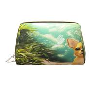 Borsa per il trucco da donna Toiletrie Showe Brush Cura della pelle Organizer da viaggio Borsa Me Grande borsa per il trucco Accessori Bagsmart ToteChihuahua nelle foreste tropicali, bianco, Taglia