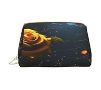 Borsa per il trucco da donna Toiletrie Showe Pennello Cura della pelle Organizer da viaggio Borsa Me Grande borsa per il trucco Accessori Bagsmart Tote Strade deboli con rose dorate, bianco, Taglia